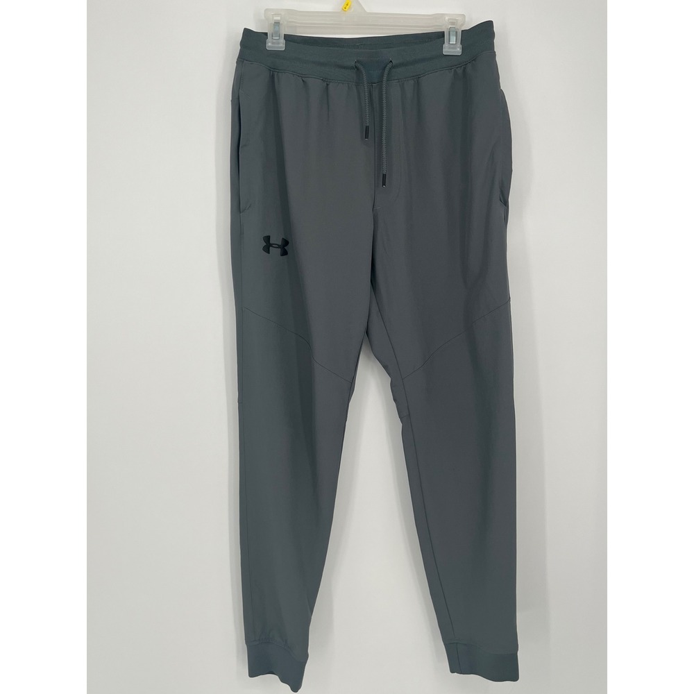 Under Armour Mens HeatGear Fitted Jogger Pants Men L Gray Zip 
Pockets Active